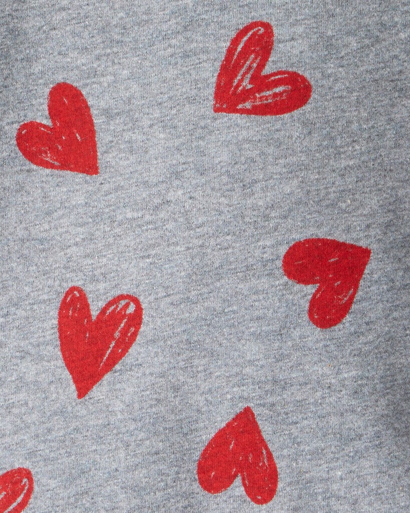 slide 2 of 2, Carter's Baby Girl Heart Print Long-Sleeve Graphic Bodysuit - Grey Grey NB, 1 ct