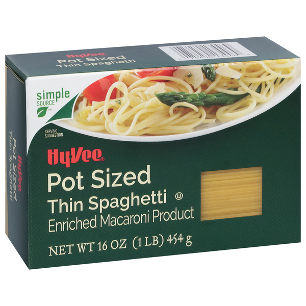 slide 1 of 1, Hy-vee Enriched Macaroni Product, Pot Sized Thin Spaghetti - 16 oz, 16 oz