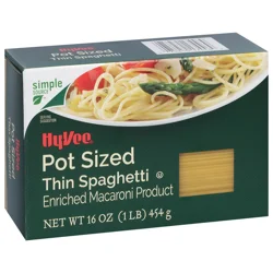 Hy-vee Enriched Macaroni Product, Pot Sized Thin Spaghetti - 16 oz