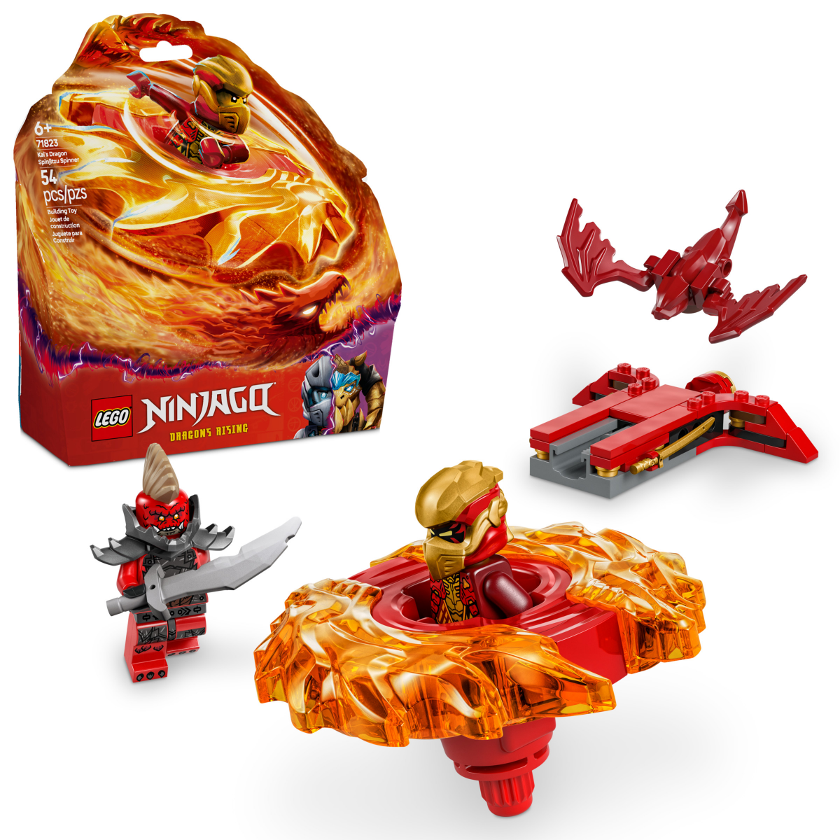 slide 1 of 21, LEGO NINJAGO Kai's Dragon Spinjitzu Spinner Building Toy 71823, 1 ct
