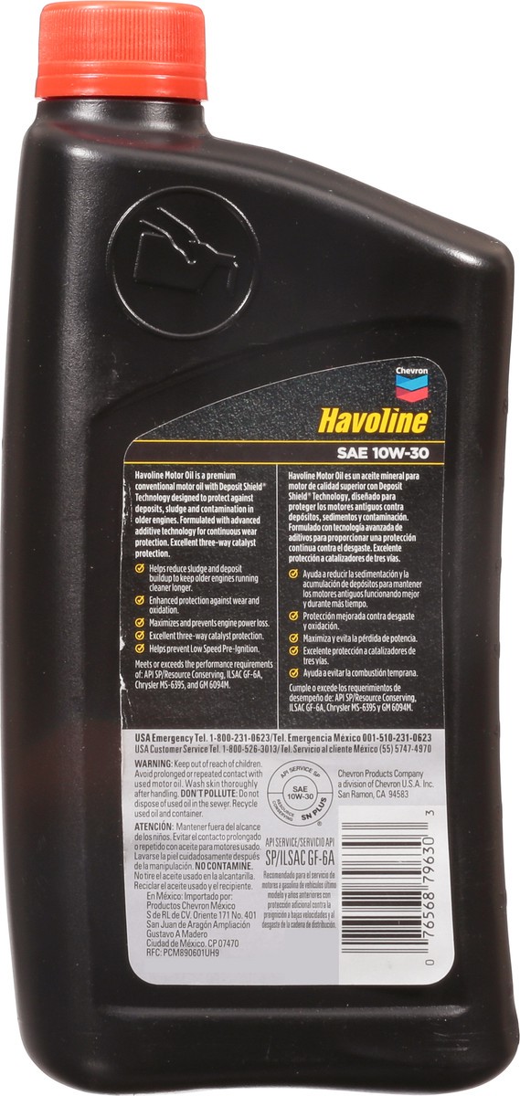 slide 2 of 9, Havoline SAE 10W-30 Motor Oil 1 qt, 1 qt