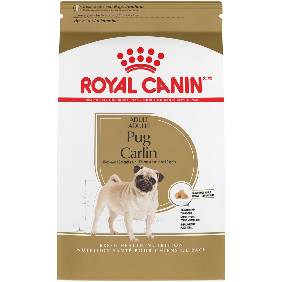 slide 1 of 9, Royal Canin Breed Health Nutrition Pug Adult Dry Dog Food, 10 lb