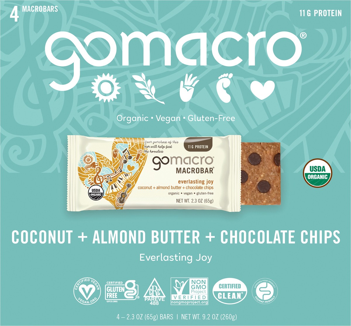 slide 3 of 7, GoMacro Coconut + Almond Butter + Chocolate Chips MacroBar 4ct Multipack, 9.2 oz