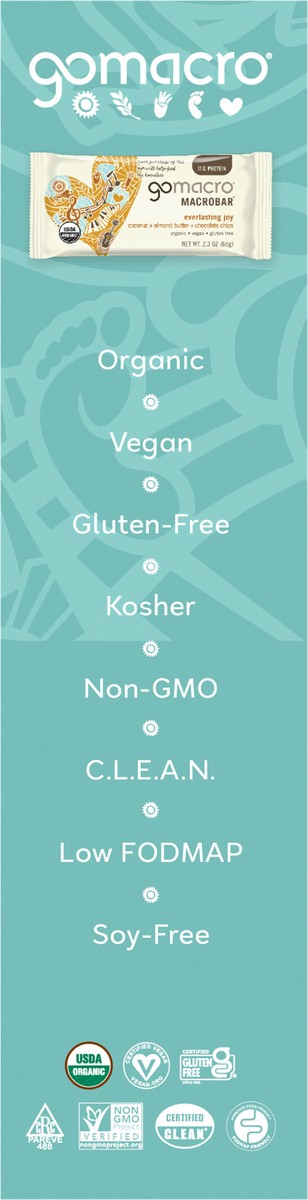 slide 5 of 7, GoMacro Coconut + Almond Butter + Chocolate Chips MacroBar 4ct Multipack, 9.2 oz