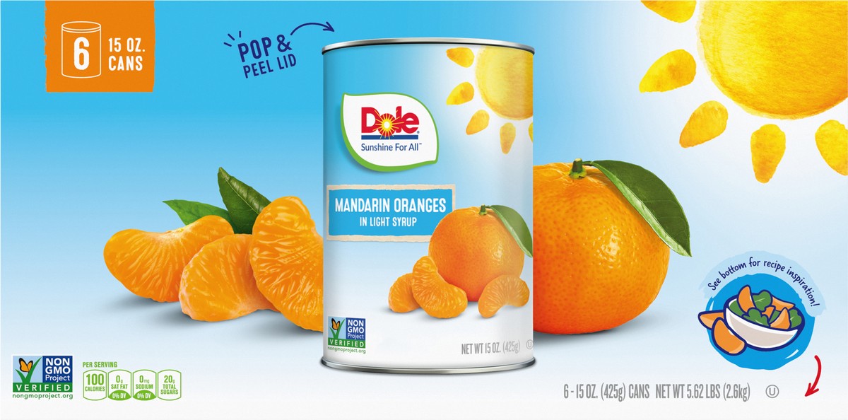 slide 2 of 13, Dole Mandarin Oranges in Light Syrup 6-15 oz. Cans, 6 ct