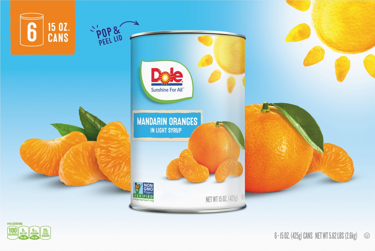 slide 10 of 13, Dole Mandarin Oranges in Light Syrup 6-15 oz. Cans, 6 ct