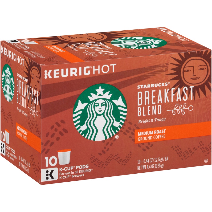 slide 2 of 7, Starbucks Medium Roast K-Cup Coffee Pods, Breakfast Blend for Keurig Brewers, 10 ct