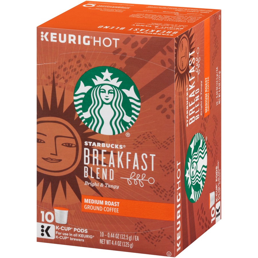 slide 3 of 7, Starbucks Medium Roast K-Cup Coffee Pods, Breakfast Blend for Keurig Brewers, 10 ct