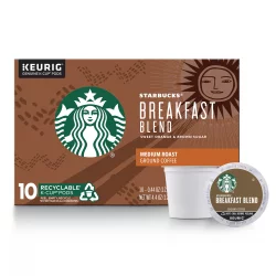 Starbucks Medium Roast K-Cup Coffee Pods, Breakfast Blend for Keurig Brewers