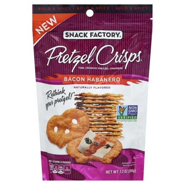 slide 1 of 1, Snack Factory Bacon Habanero Pretzel Crisps, 7.2 oz