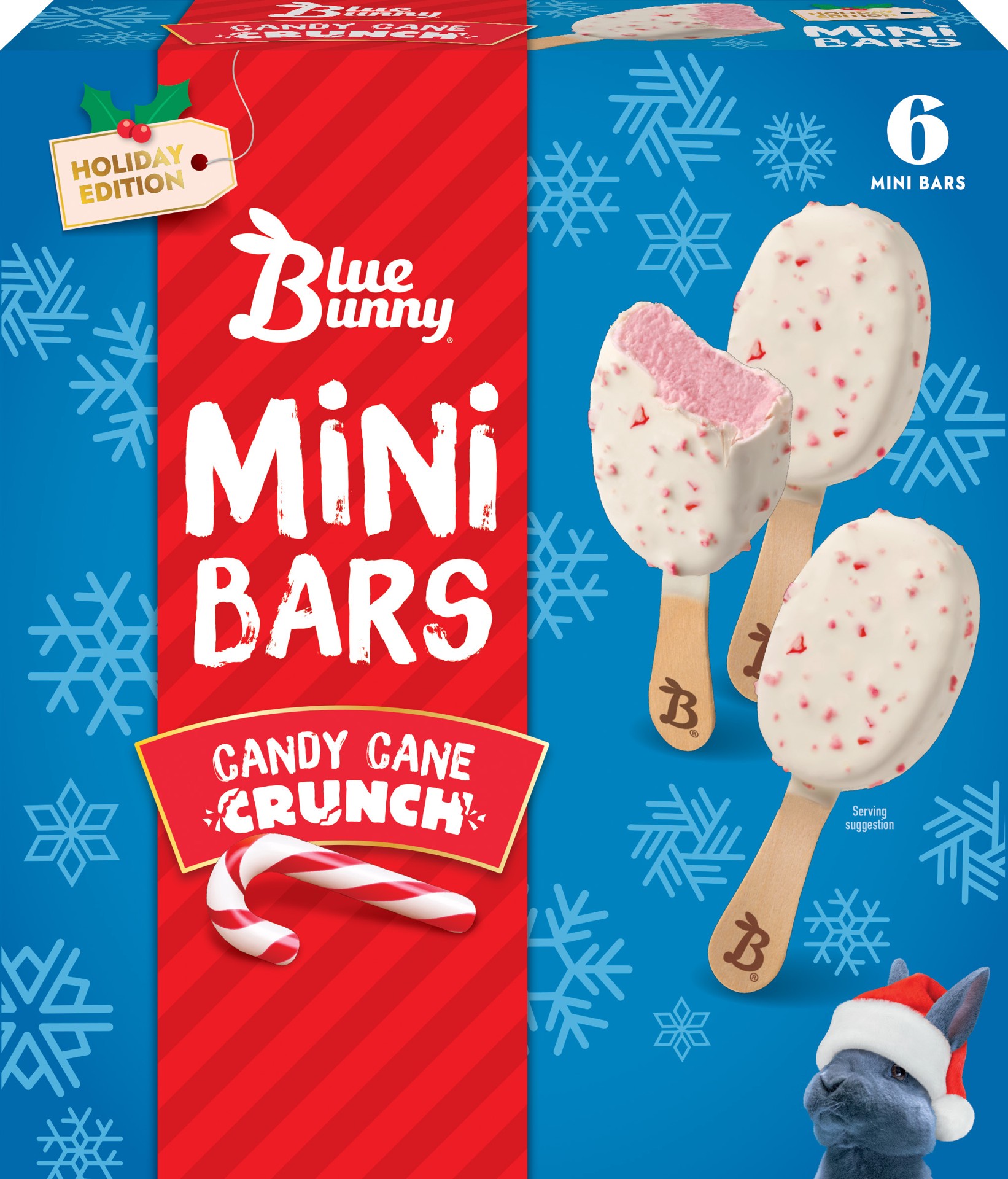 slide 1 of 14, Blue Bunny Candy Cane Crunch Mini Bars, 11 fl oz