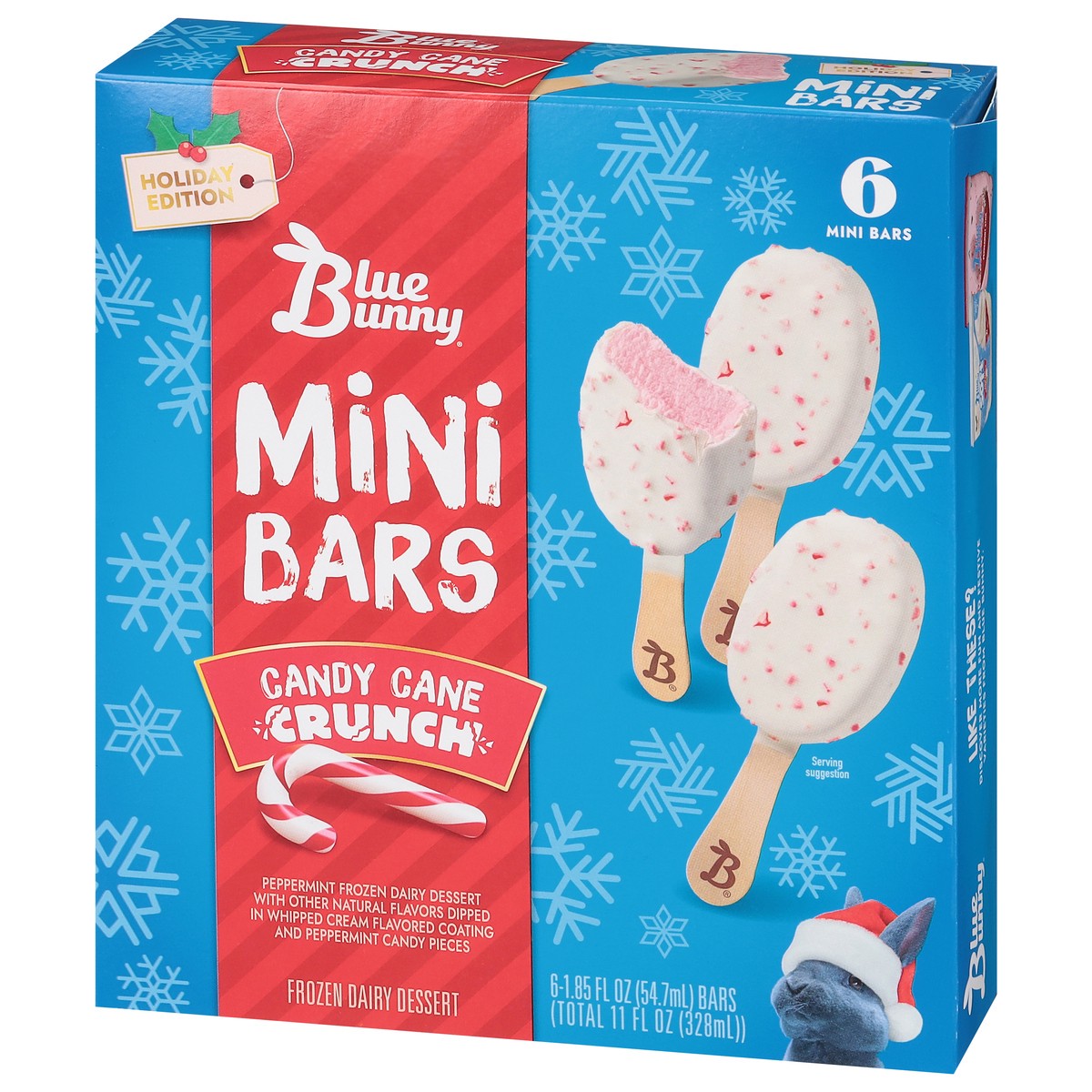 slide 3 of 14, Blue Bunny Candy Cane Crunch Mini Bars, 11 fl oz