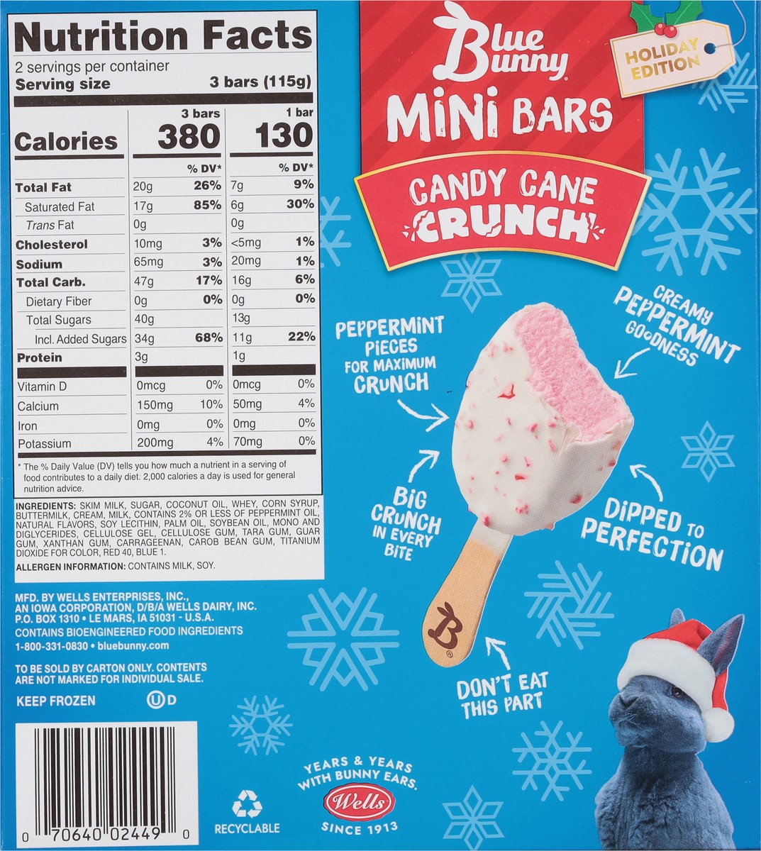 slide 13 of 14, Blue Bunny Candy Cane Crunch Mini Bars, 11 fl oz