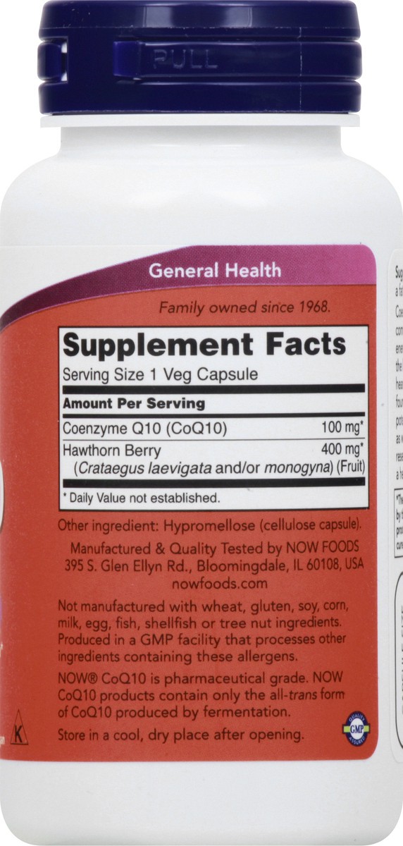 slide 5 of 9, NOW CoQ10 100 mg with Hawthorn Berry - 90 Veg Capsules, 90 ct