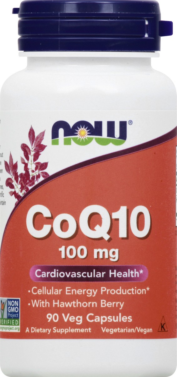 slide 9 of 9, NOW CoQ10 100 mg with Hawthorn Berry - 90 Veg Capsules, 90 ct