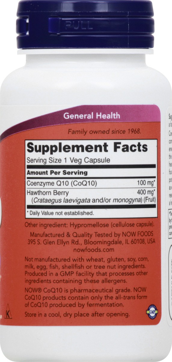 slide 4 of 9, NOW CoQ10 100 mg with Hawthorn Berry - 90 Veg Capsules, 90 ct