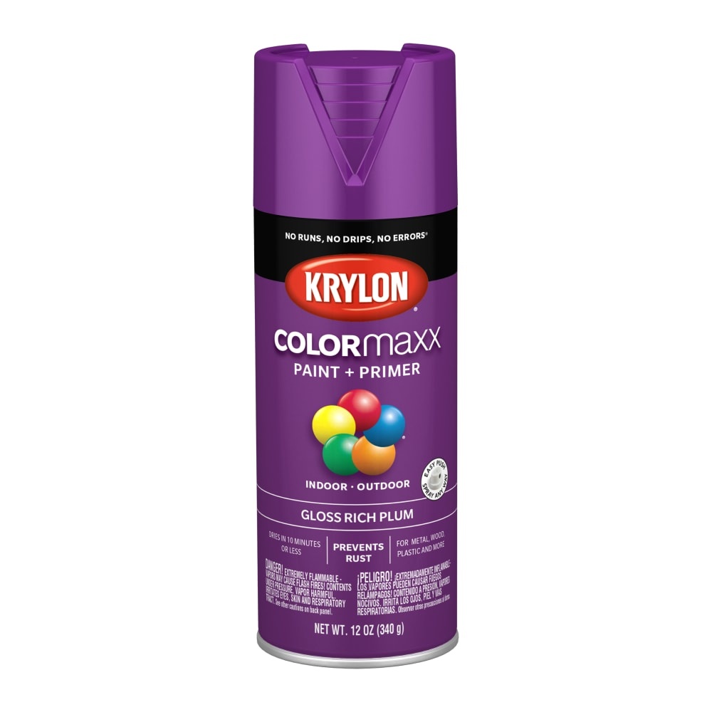 slide 1 of 1, Krylon Colormaxx Gloss Paint & Primer - Rich Plum, 12 oz