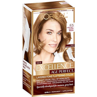 slide 1 of 1, L'Oréal Excellence Age Perfect Hair Color - 6N Light Natural Brown, 1 ct