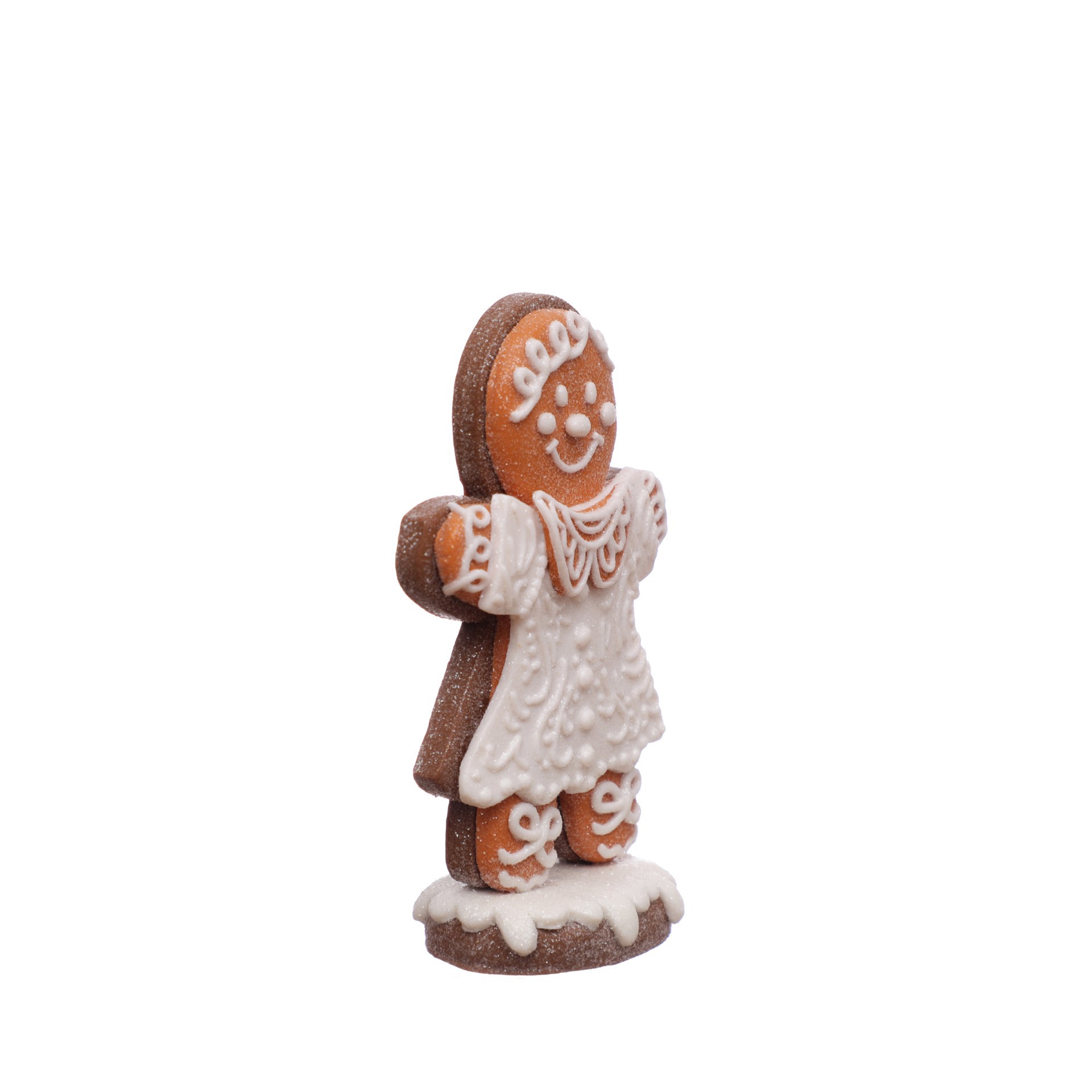slide 2 of 3, 5" Frosted Gingerbread Cookie In Dress Clay Tabletop Decor By Ashland, 3.13 in x 1.63 in x 5 in