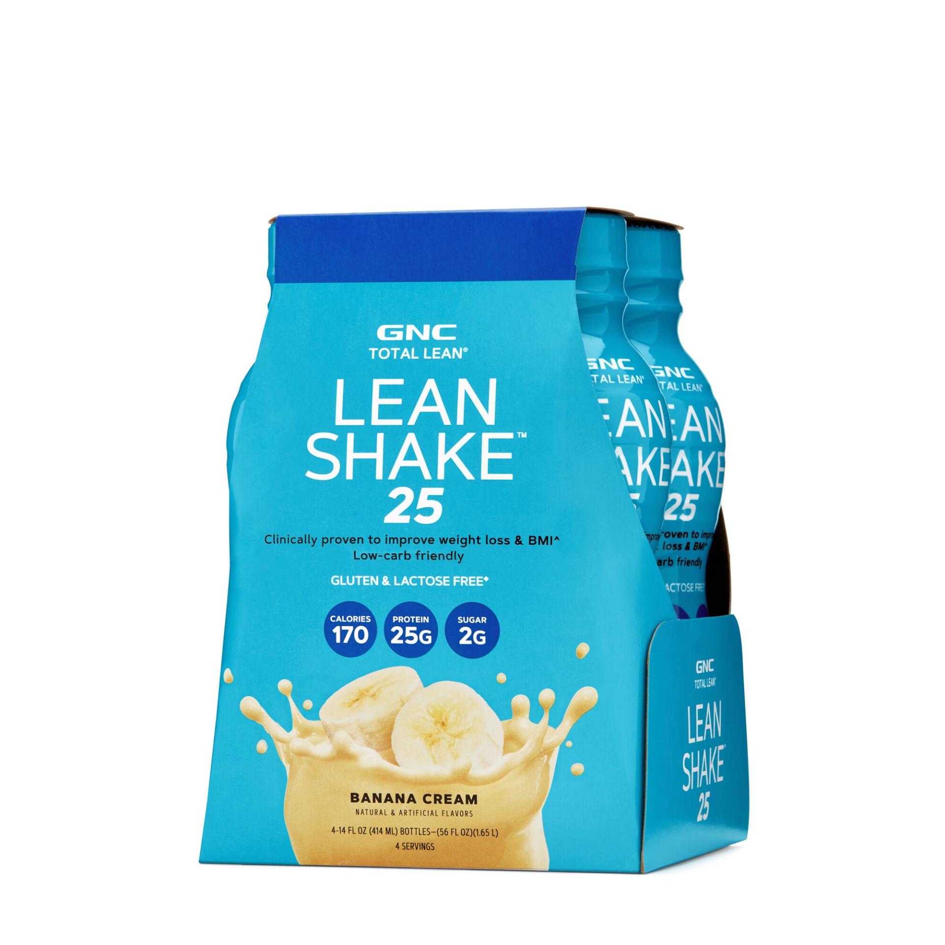 slide 1 of 1, GNC Total Lean Lean Shake 25 - Banana Cream, 4 ct