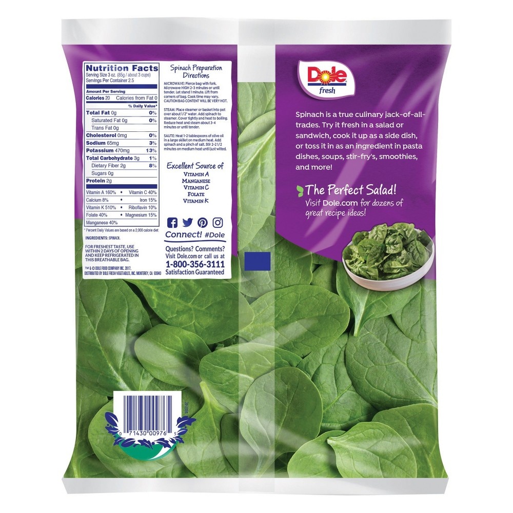 slide 2 of 2, Dole Spinach, 9 oz