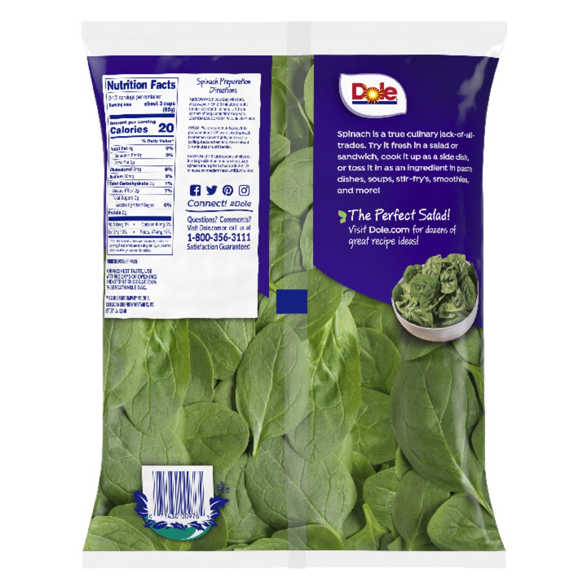slide 3 of 7, Dole Spinach, 8 oz