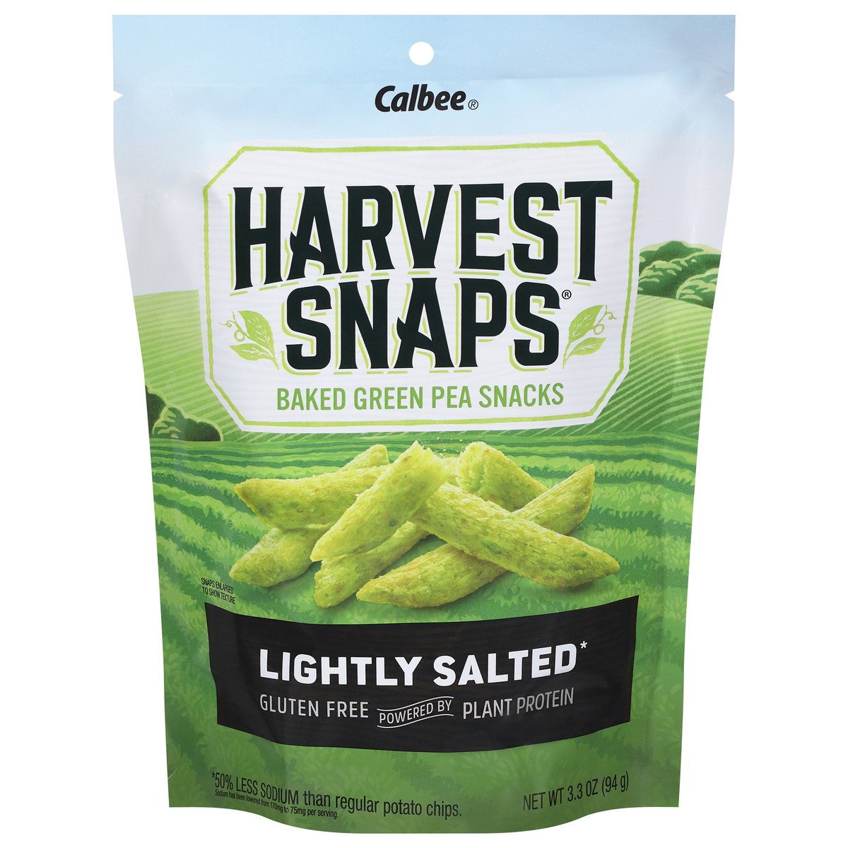 slide 1 of 9, Harvest Snaps Lightly Salted Baked Green Pea Snacks 3.3 oz, 3.3 oz