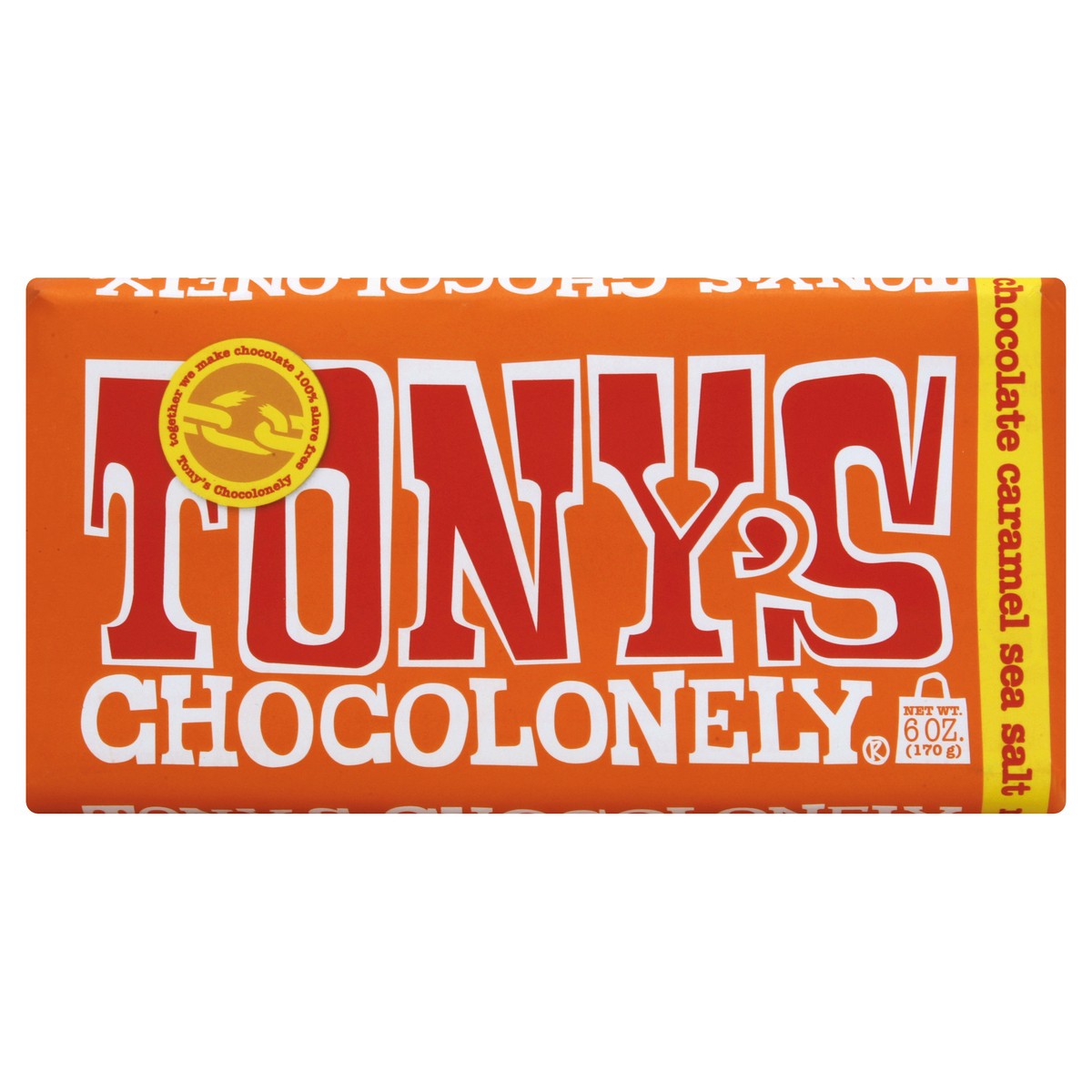 slide 2 of 6, Tony's Chocolonely Caramel Sea Salt Milk Chocolate Bar, 6 oz