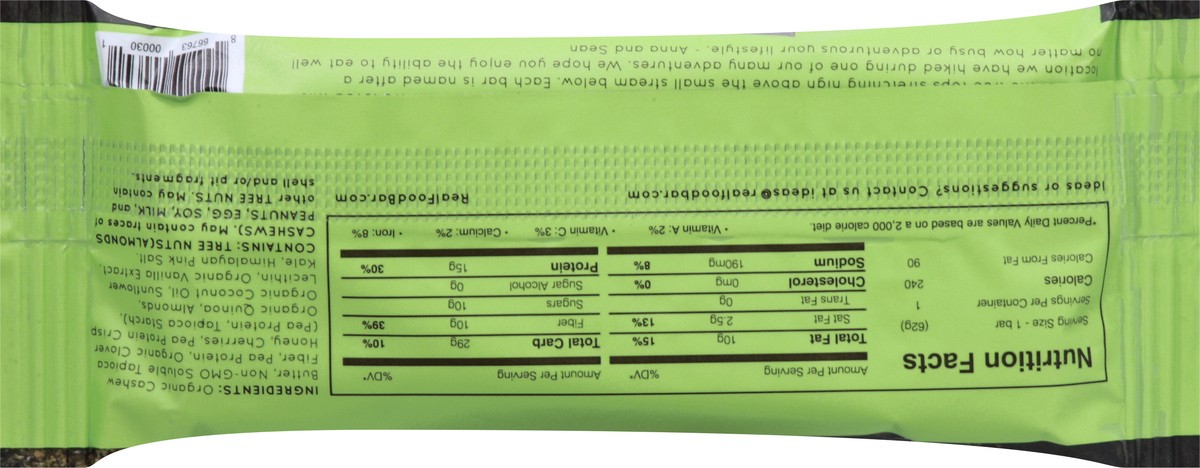 slide 3 of 8, Real Food Bar Bar 2.18 oz, 2.18 oz