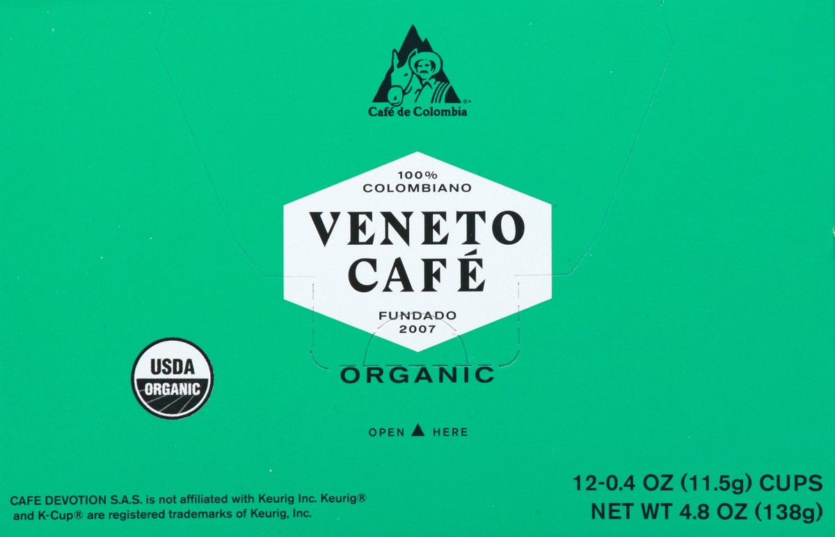 slide 6 of 11, Veneto Cafe Organic Cups Colombian Coffee 12 ea, 12 ct