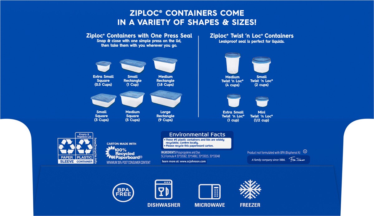 slide 9 of 9, Ziploc Brand, Food Storage Containers with Lids, Twist 'n Loc, Small Round, 6 ct, 6 ct