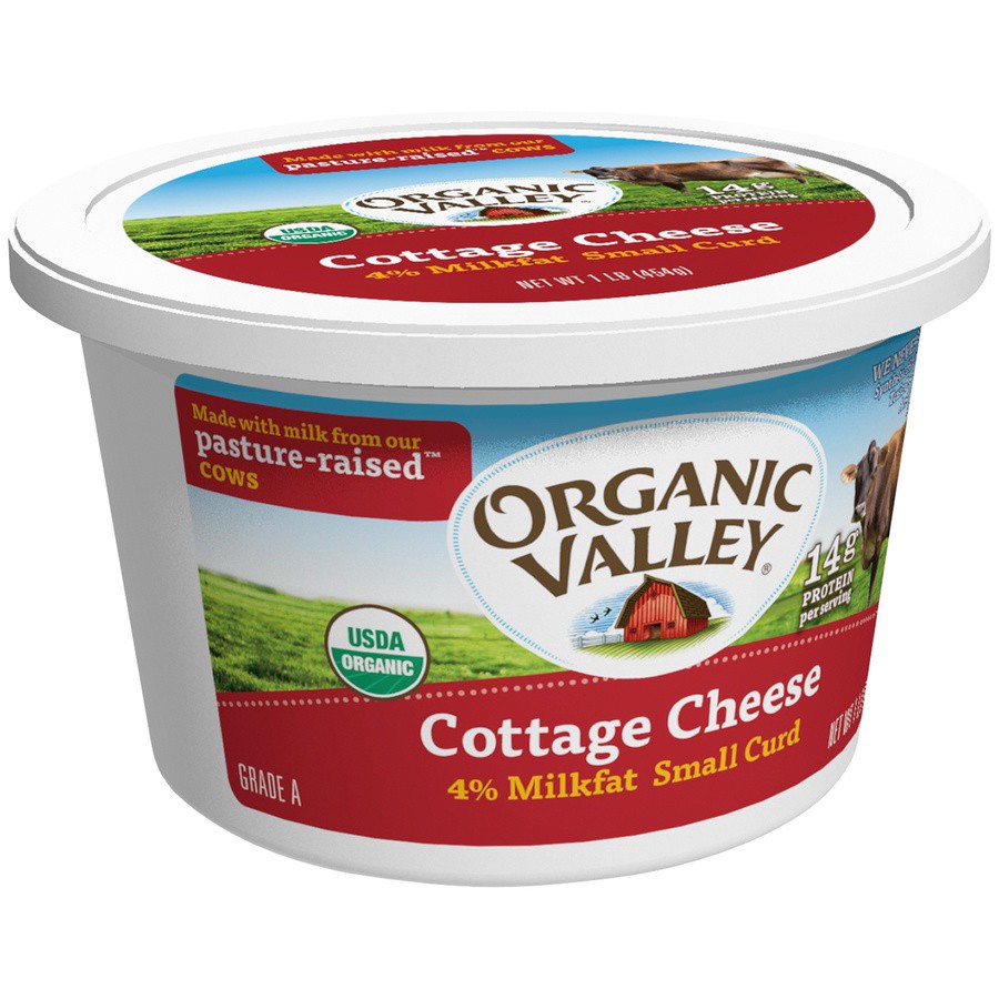 slide 2 of 3, ORGANIC VALLEY Small Curd Organic Cottage Cheese, 16 oz, 1 lb