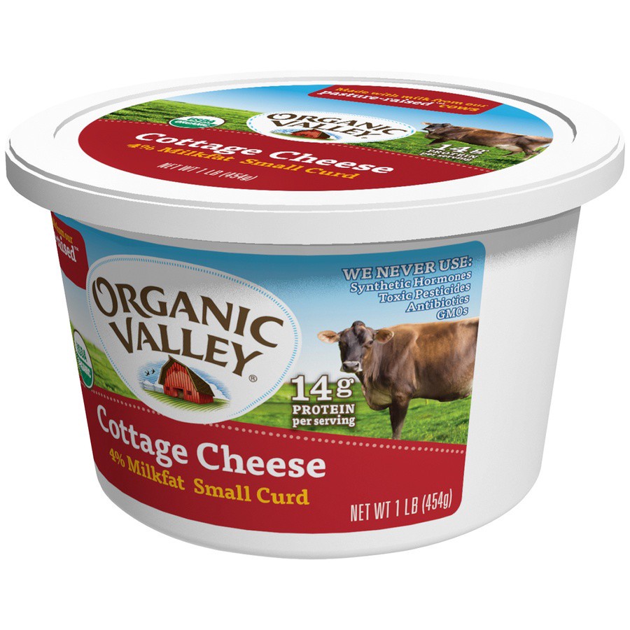 slide 3 of 3, ORGANIC VALLEY Small Curd Organic Cottage Cheese, 16 oz, 1 lb