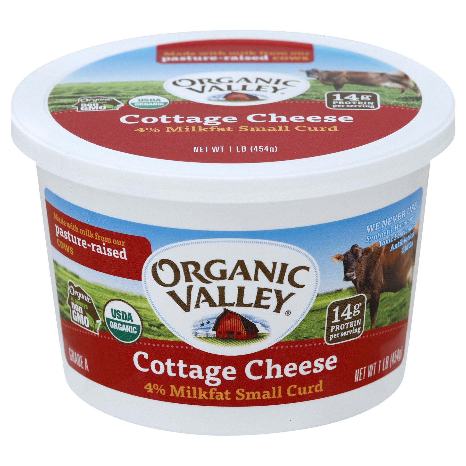 slide 1 of 3, ORGANIC VALLEY Small Curd Organic Cottage Cheese, 16 oz, 1 lb