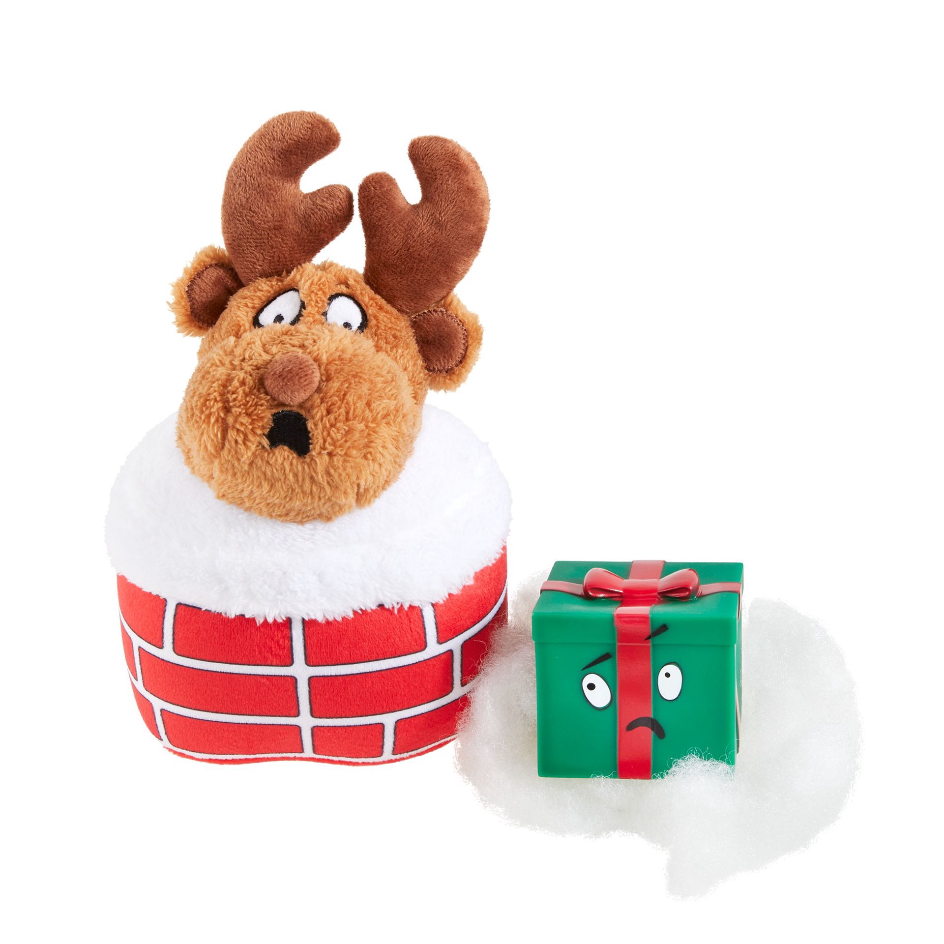 slide 1 of 1, OMG! SURPRISE Holiday Restless Reindeer with Gift 2 Toys In 1 Dog Toy - Plush, Squeaker, 1 ct