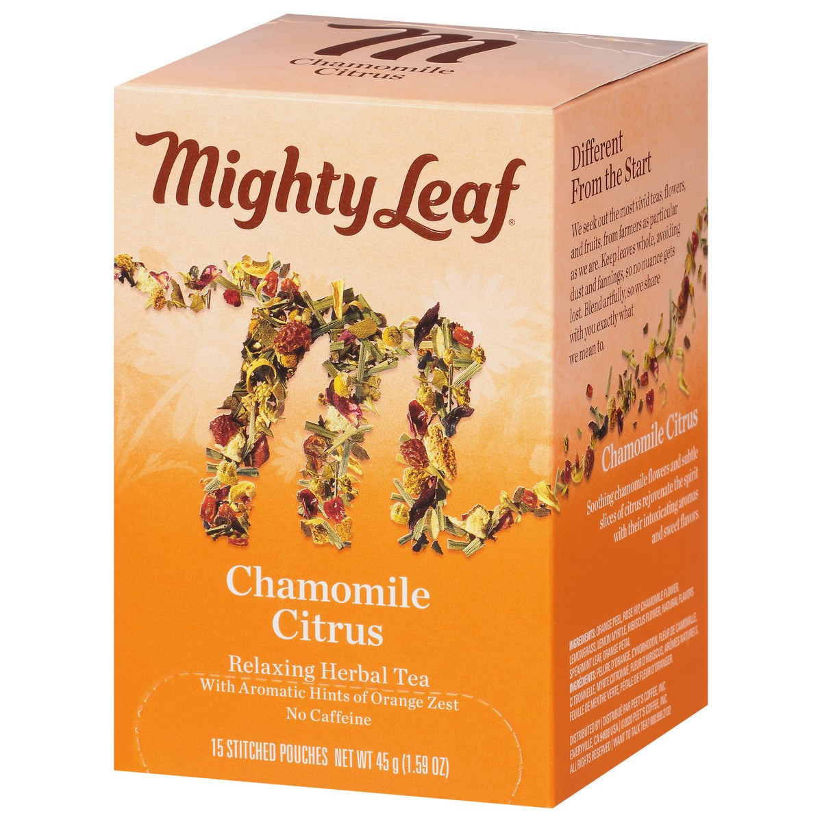 slide 3 of 9, Mighty Leaf Chamomile Citrus Relaxing Herbal Tea 15 Stitched Pouches, 15 ct