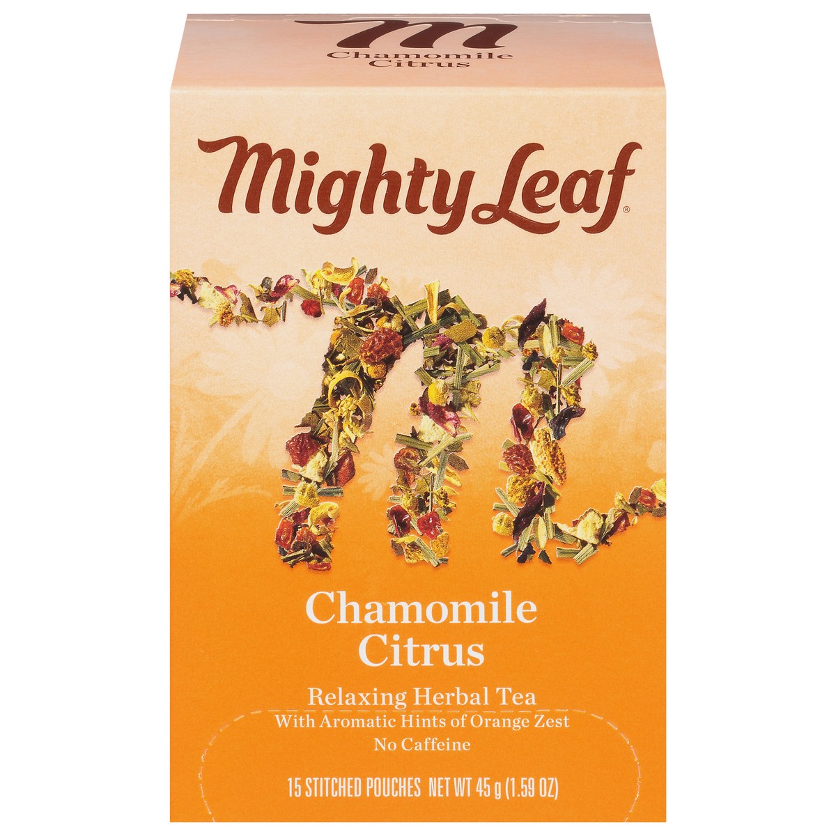 slide 1 of 9, Mighty Leaf Chamomile Citrus Relaxing Herbal Tea 15 Stitched Pouches, 15 ct