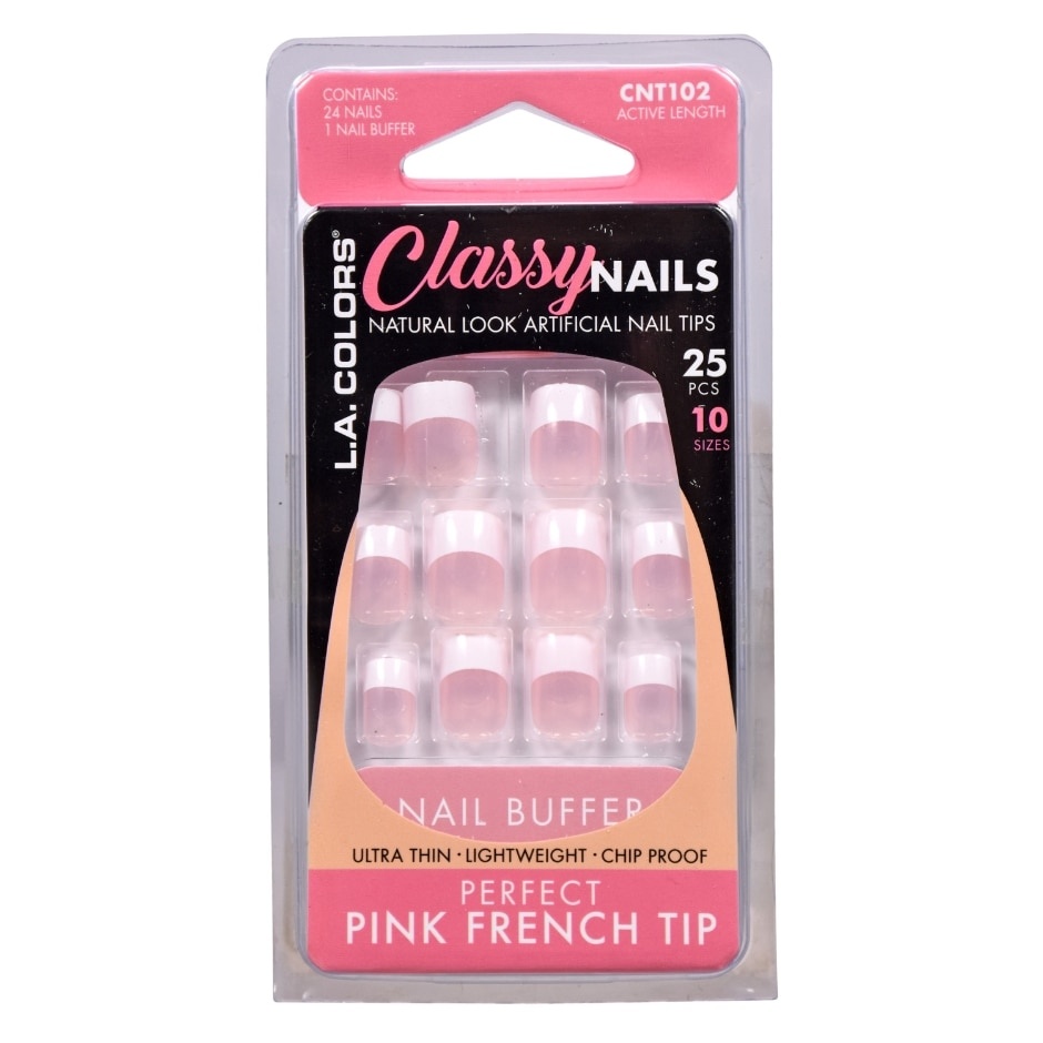 slide 1 of 1, LA Colors L.A. Colors Classy Nails Pink French Tip Artificial Nails, 25 ct