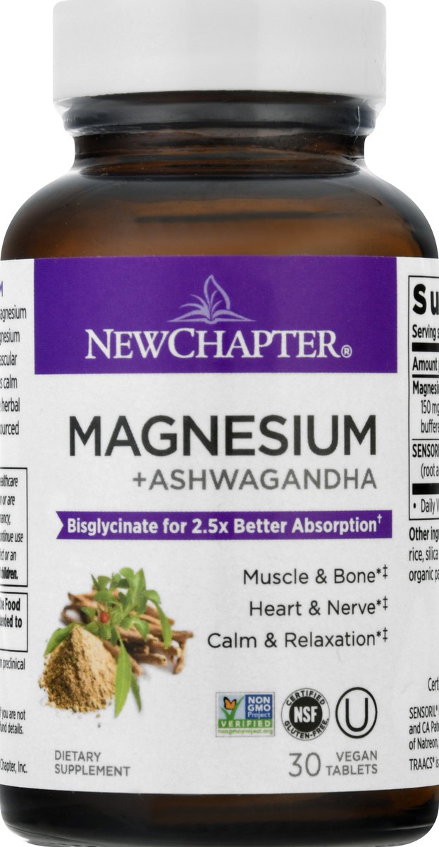 slide 3 of 9, New Chapter Magnesium + Ashwagandha, 1 ct