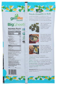 slide 6 of 7, gimMe Big Sheets Roasted Organic Sea Salt Seaweed 0.92 oz, 0.92 oz