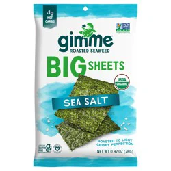 gimMe Big Sheets Roasted Organic Sea Salt Seaweed 0.92 oz