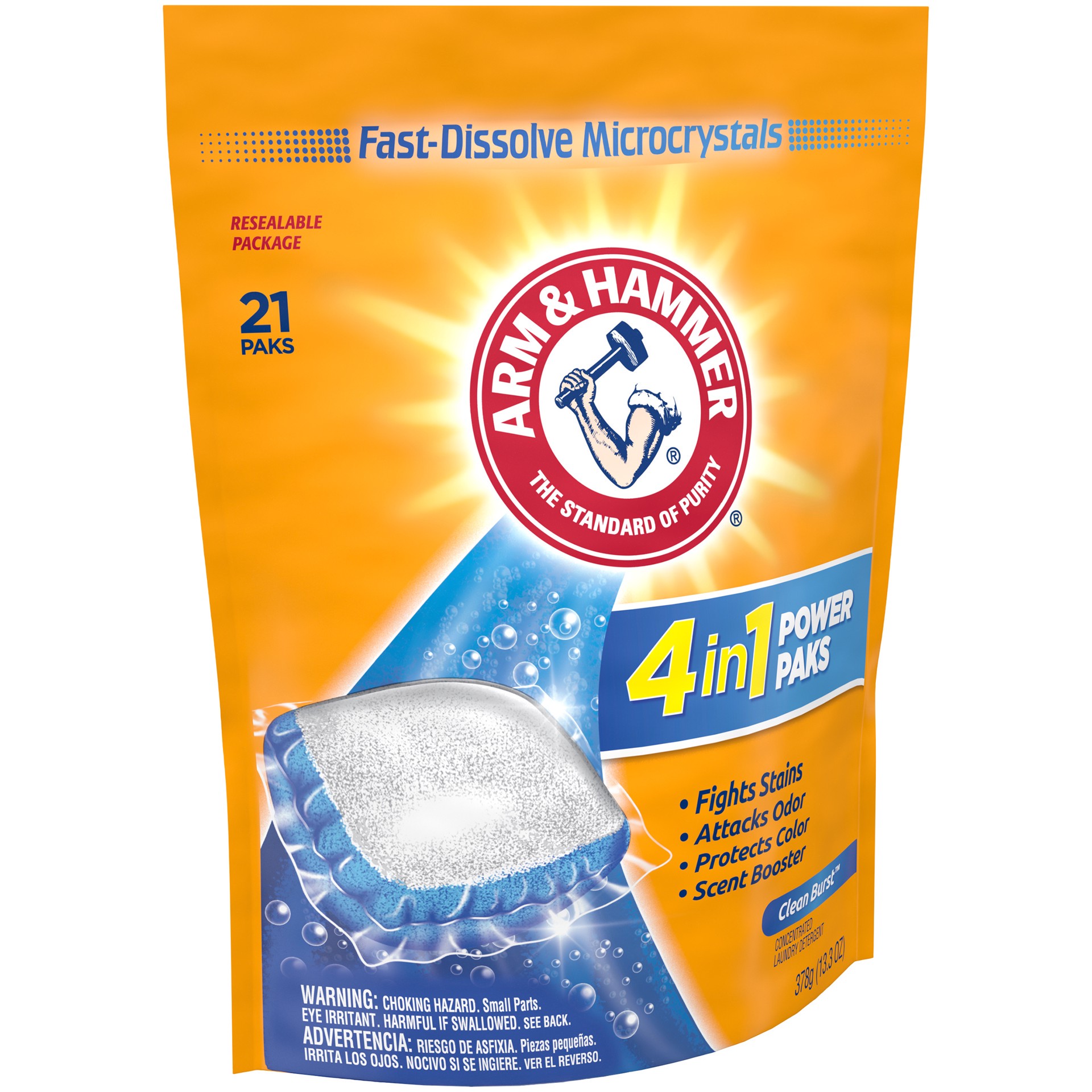 slide 5 of 5, ARM & HAMMER Arm Hammer 4-in-1 Laundry Detergent Power Paks, 21 Count (Packaging may vary), 21 ct