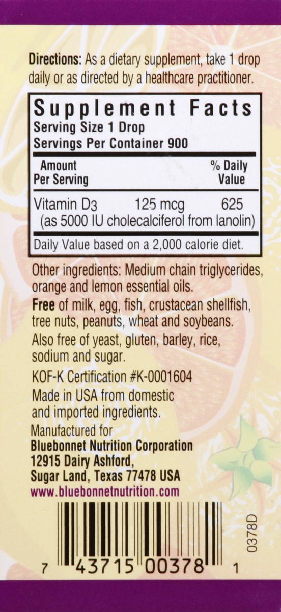 slide 8 of 13, Bluebonnet Nutrition Liquid Vitamin D3 Drops 5000 Iu, 1 fl oz