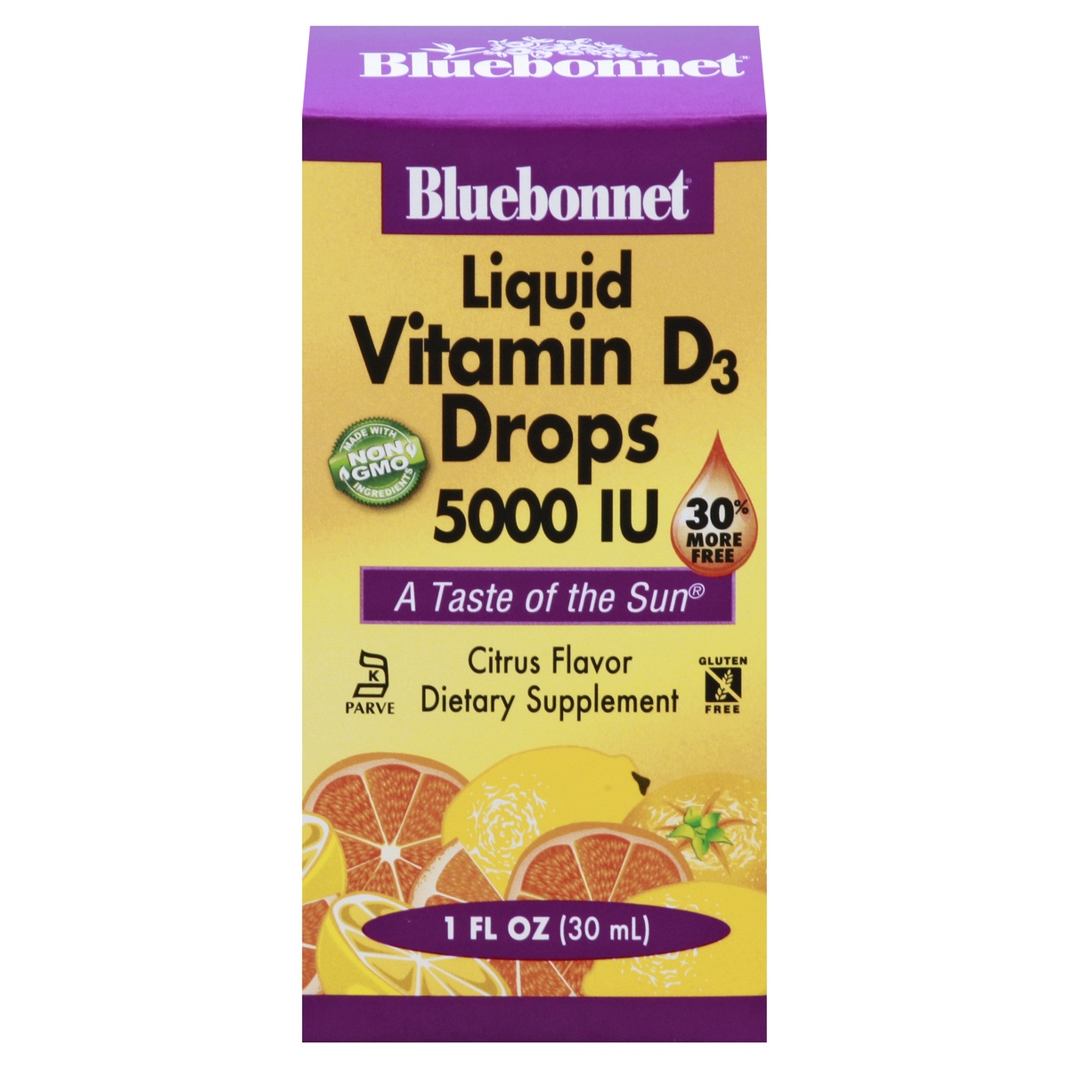 slide 1 of 1, Bluebonnet Nutrition Vitamin D3 Drops, 5000 IU, Liquid, Citrus, 1 oz