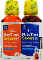 slide 1 of 1, Kroger Severe Daytime And Nightime Cold & Flu Liquid, 24 fl oz