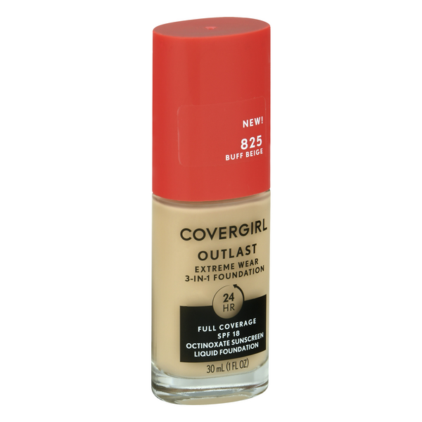 slide 1 of 1, Covergirl Outlast Extreme Wear 3-In-1 Foundation, Buff Beige 825, Spf 18, 1 fl oz