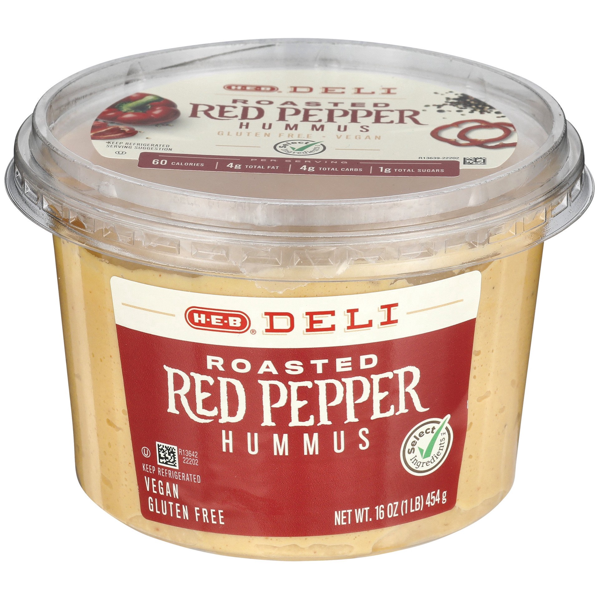 slide 1 of 1, H-E-B Deli Roasted Red Pepper Hummus, 16 oz
