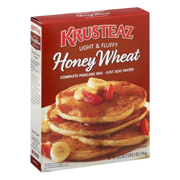 slide 1 of 8, Krusteaz Pancake Wheat & Honey Mix, 25.2 oz