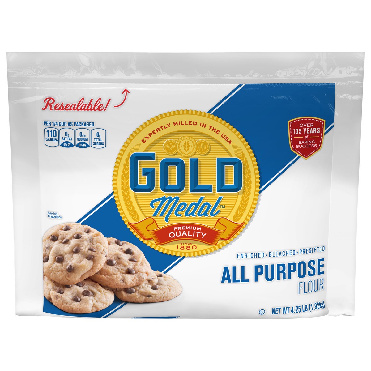 slide 1 of 9, Gold Medal All Purpose Flour with Resealable Bag, 4.25 pounds, 4.25 lb