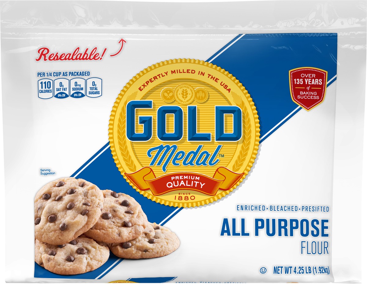 slide 8 of 9, Gold Medal All Purpose Flour with Resealable Bag, 4.25 pounds, 4.25 lb